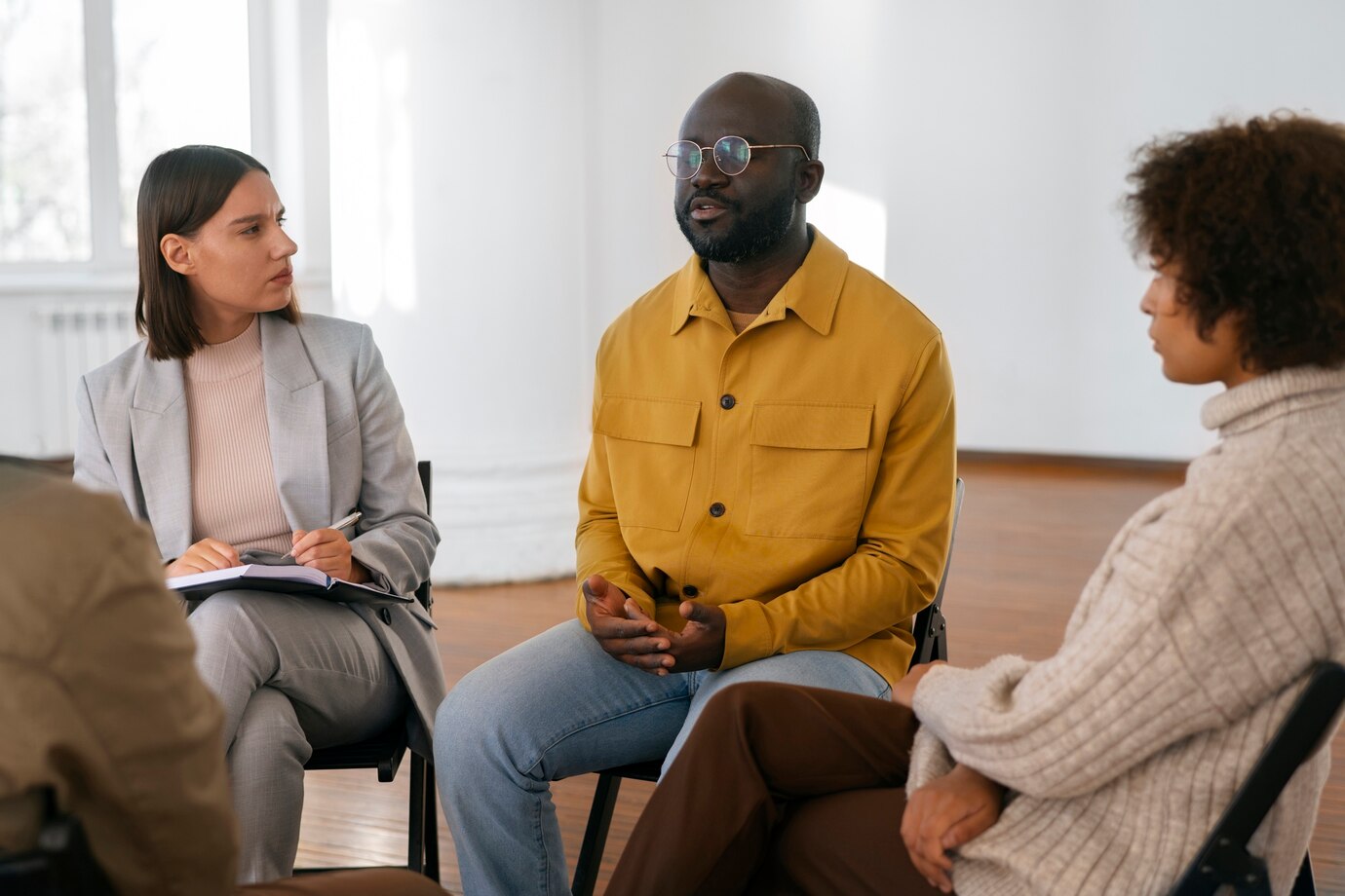 One person listening supportively to another