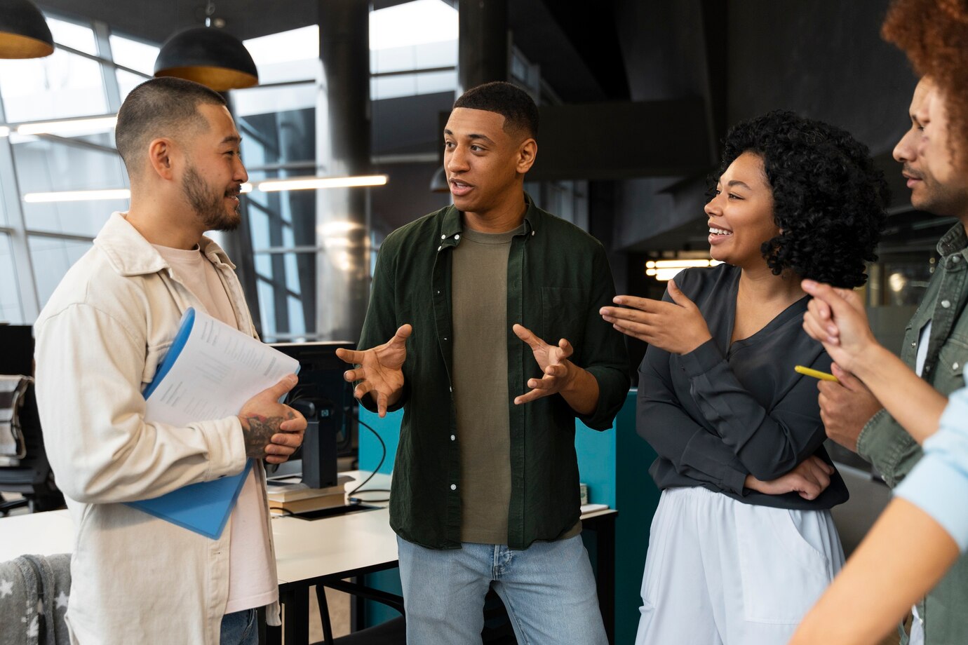 Team collaboration in an office